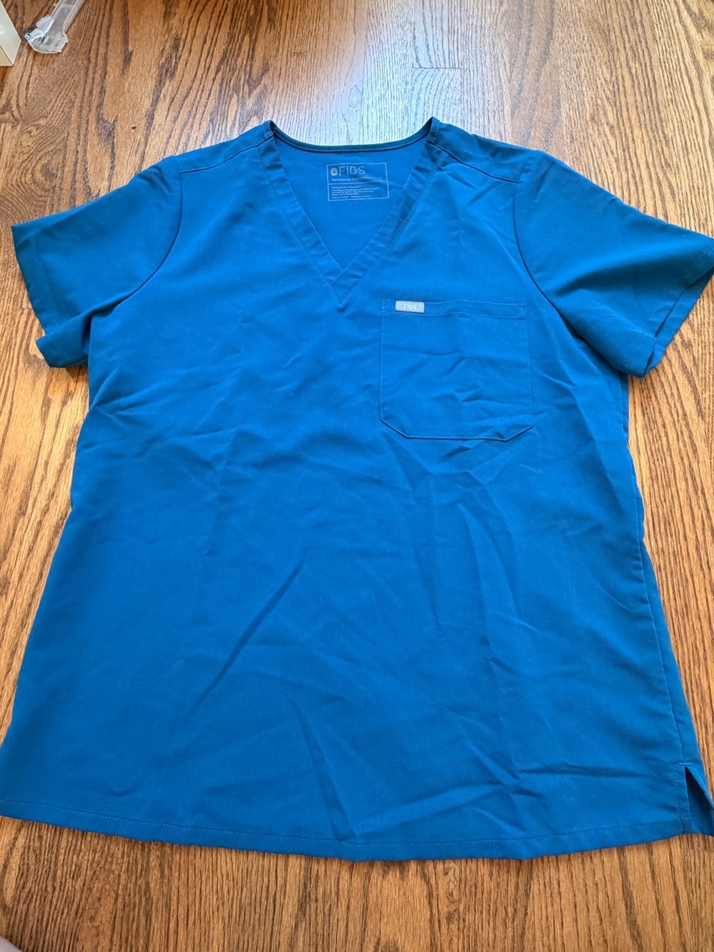 FIGS Women's V-Neck Scrub Top in Teal Blue